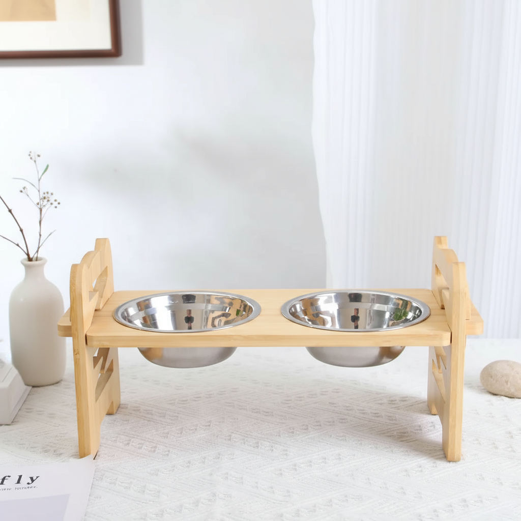 Tigelas com Base Elevada em Bambu