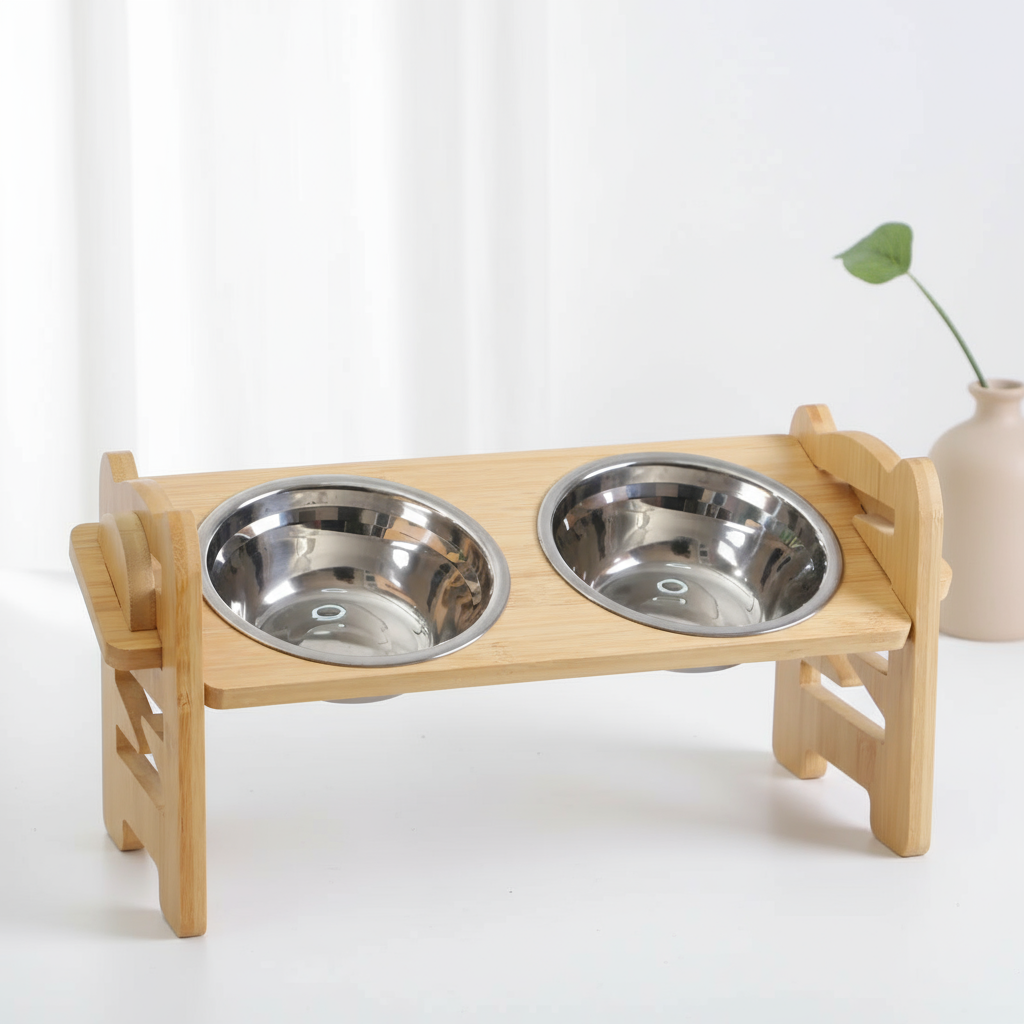 Tigelas com Base Elevada em Bambu